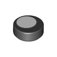 Tile Round 1 x 1 with White Circle Print (98138pr0076)