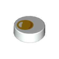 Tile Round 1 x 1 with Egg with Yolk Print (98138pr0081)