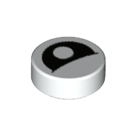 Tile Round 1 x 1 with Curved Black Eye with Central Pupil Partially Closed Print (98138pr0082)