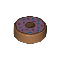 Tile Round 1 x 1 with Pink Donut print (98138pr0090)