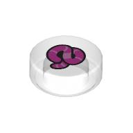 Tile Round 1 x 1 with Dark Pink Worm print (98138pr0092)