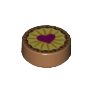 Tile Round 1 x 1 with Cookie/Pie with Heart print (98138pr0100)