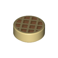 Tile Round 1 x 1 with Waffle, Dark Orange Edges print (98138pr0121)