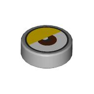Tile Round 1 x 1 with Reddish Brown Eye Center, Yellow Eyelid (White Dot Close to Eyelid) print (98138pr0155)