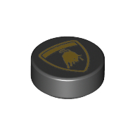 Tile Round 1 x 1 with Lamborghini Symbol print (98138pr0161)