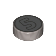 Tile Round 1 x 1 with '5' Coin print (98138pr0185)
