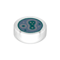 Tile Round 1 x 1 with Bacteria Print (98138pr0197)