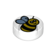 Tile Round 1 x 1 with Bee print (98138pr0208)