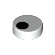 Tile Round 1 x 1 with Black Off-Center Dot/Circle/Eye print (98138pr0273)