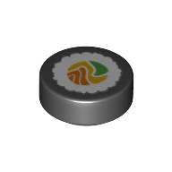 Tile Round 1 x 1 with Sushi print (98138pr0274)