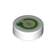 Tile Round 1 x 1 with Green Plug on Bright Green Background print (98138pr0275)