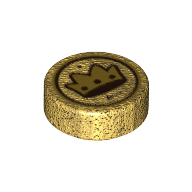 Tile Round 1 x 1 with Golden Crown print (98138pr0283)