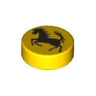 Tile Round 1 x 1 with Black Ferrari Horse print (98138pr0323)