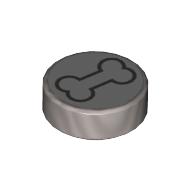Tile 1 x 1 Round with Black Bone print (98138pr0347)