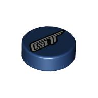 Tile Round 1 x 1 with 'GT' print (98138pr0348)
