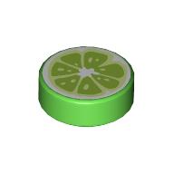 Tile Round 1 x 1 with Lime Wedge print (98138pr0351)