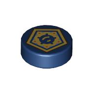 Tile Round 1 x 1 with Gold Pentagon print (98138pr0354)