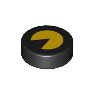 Tile Round 1 x 1 with Yellow PAC MAN print (98138pr0360)