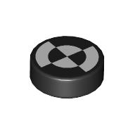 Tile Round 1 x 1 with White Quarter Circles print (98138pr0361)