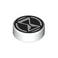 Tile Round 1 x 1 with Black Hourglass print (98138pr0365)