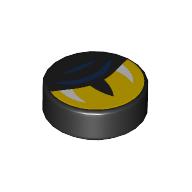 Tile Round 1 x 1 with Half Closed Yellow Eye, Dark Blue Stripes print (98138pr0366)
