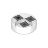 Tile Round 1 x 1 with Dark Bluish Grey/Black Squares print (98138pr0367)