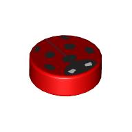 Tile Round 1 x 1 with Ladybug print (98138pr0374)