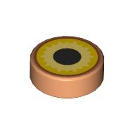 Tile Round 1 x 1 with Yellow/Bright Light Yellow, Black Pupil print (98138pr0388)