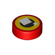 Tile Round 1 x 1 with Brickheadz Eye, White Squares, Black Circle, Yellow Background print (98138pr0392)
