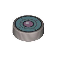 Tile Round 1 x 1 with Bright Light Blue Turbine, Lavender Center print (98138pr0395)