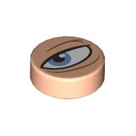 Tile Round 1 x 1 with Squinting Eye, Medium Azure Pupil, Left print (98138pr0396)