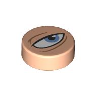 Tile Round 1 x 1 with Squinting Eye, Medium Azure Pupil, Right print (98138pr0397)