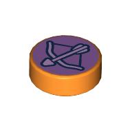 Tile Round 1 x 1 with Bow and Arrow print (Archery Badge) print (98138pr0401)