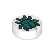 Tile Round 1 x 1 with Dark Turquoise Beetle print (98138pr0405)
