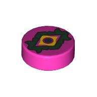 Tile Round 1 x 1 with Yellow Eye, Dark Purple Pupil, Dark Green Eyelid print (98138pr0406)