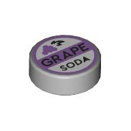 Tile Round 1 x 1 with Lavender Grape Soda Bottle Cap print (98138pr0407)