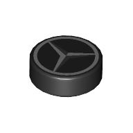 Tile Round 1 x 1 with Silver Mercedes Logo print (98138pr0409)