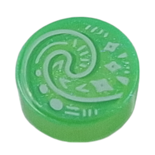 Tile Round 1 x 1 with Curled Shell (Heart of Te Fiti) print (98138pr0410)