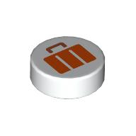 Tile Round 1 x 1 with Reddish Orange Suitcase print (98138pr0418)