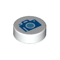 Tile Round 1 x 1 with Blue Camera print (98138pr0420)