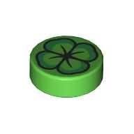Tile Round 1 x 1 with Four Leaf Clover print (98138pr0425)