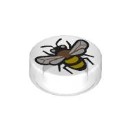 Tile Round 1 x 1 with Bee print (98138pr0428)
