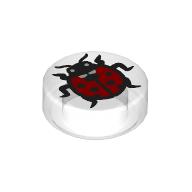 Tile Round 1 x 1 with Ladybug print (98138pr0429)