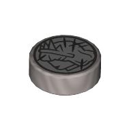 Tile Round 1 x 1 with Scratched Coin, Heads print (98138pr0432)