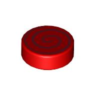 Tile Round 1 x 1 with Black Swirl print (98138pr0438)