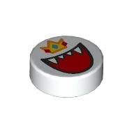Tile Round 1 x 1 with King Boo, Crown print (98138pr0446)