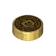 Tile Round 1 x 1 with Dark Red Doubloon, Minifig Head print (98138pr0447)