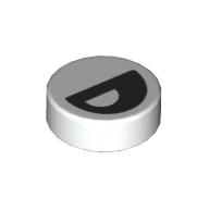 Tile Round 1 x 1 with Black Eye with Central Pupil Partially Closed Print (98138pr9976)