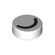 Tile Round 1 x 1 with Thin Black Halve Circle / Closed Eye print (98138pr9977)