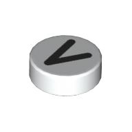 Tile Round 1 x 1 with Large Black < print (98138pr9980)